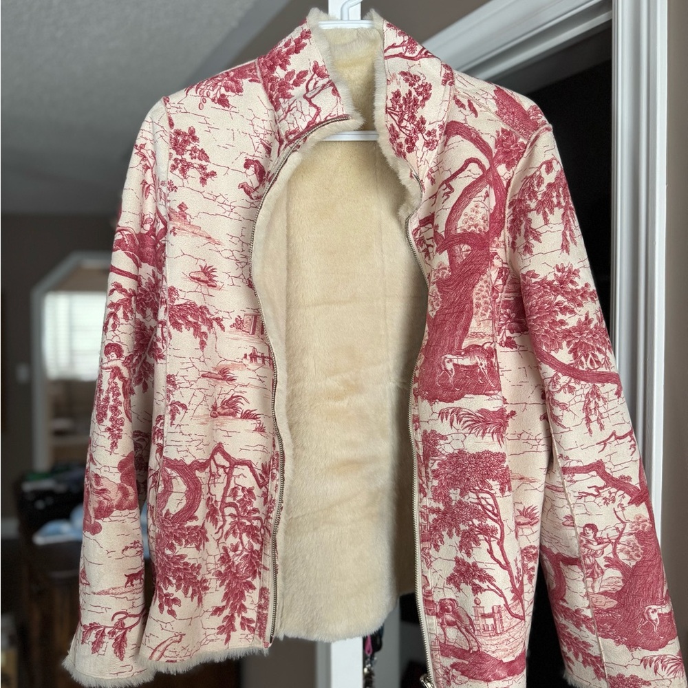 Red and Cream Reversible Toile Jacket